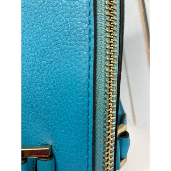 MICHAEL KORS, LARGE BLUE PEBBLED LEATHER HANDBAG - Picture 10 of 16